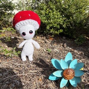 Handmade Red and White Mushroom Plush Toy